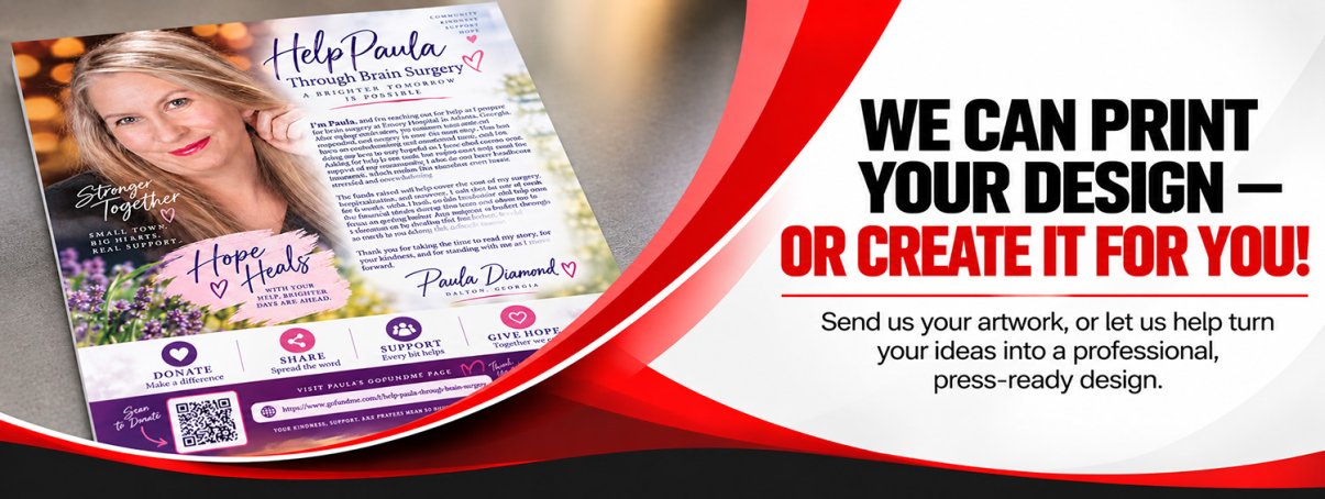 (image for) We can print your design or create it for you!